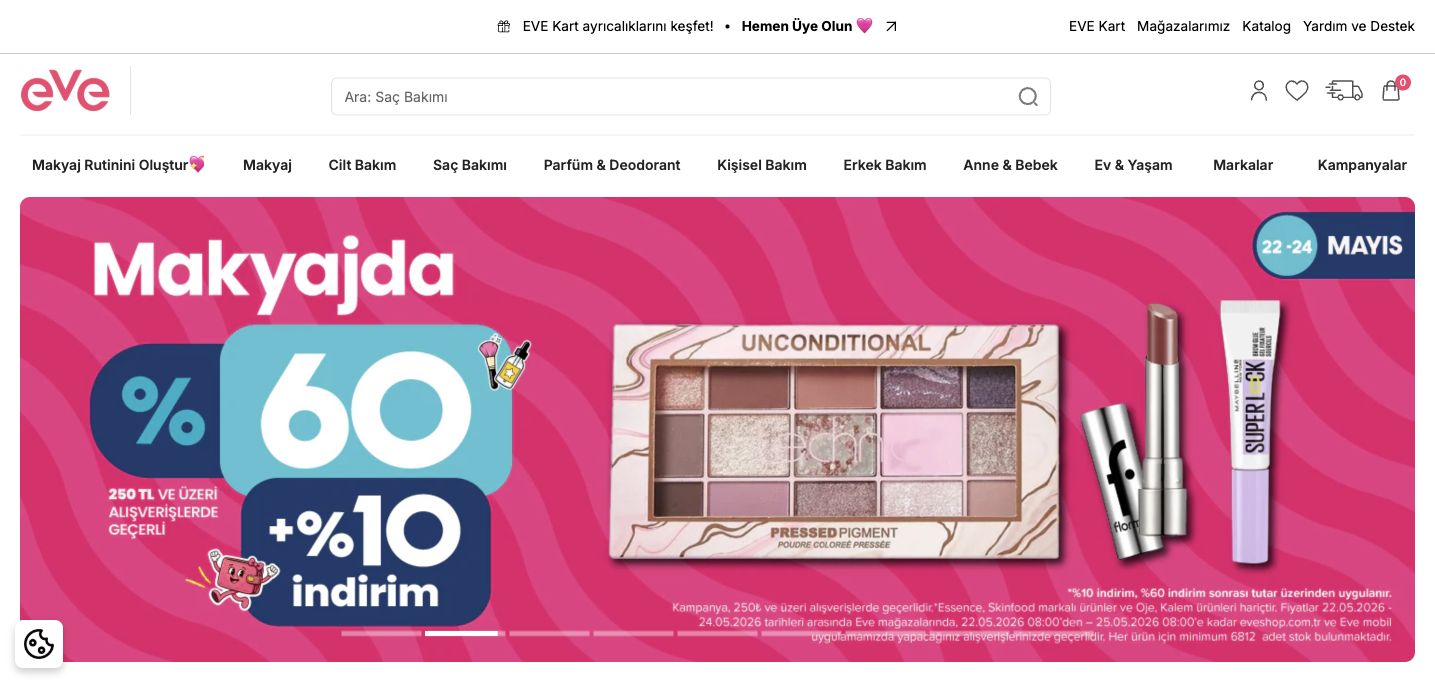 EVE Shop Shopify Hydrogen storefront showing a beauty product collection.